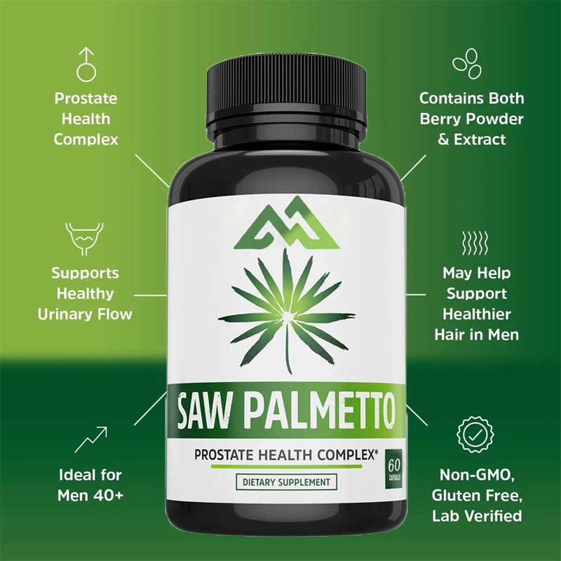 Nutritional Saw Palm Extract 500mg, Urinary Tract Support, Non GMO for Male and Female Hair Growth, 60 capsules