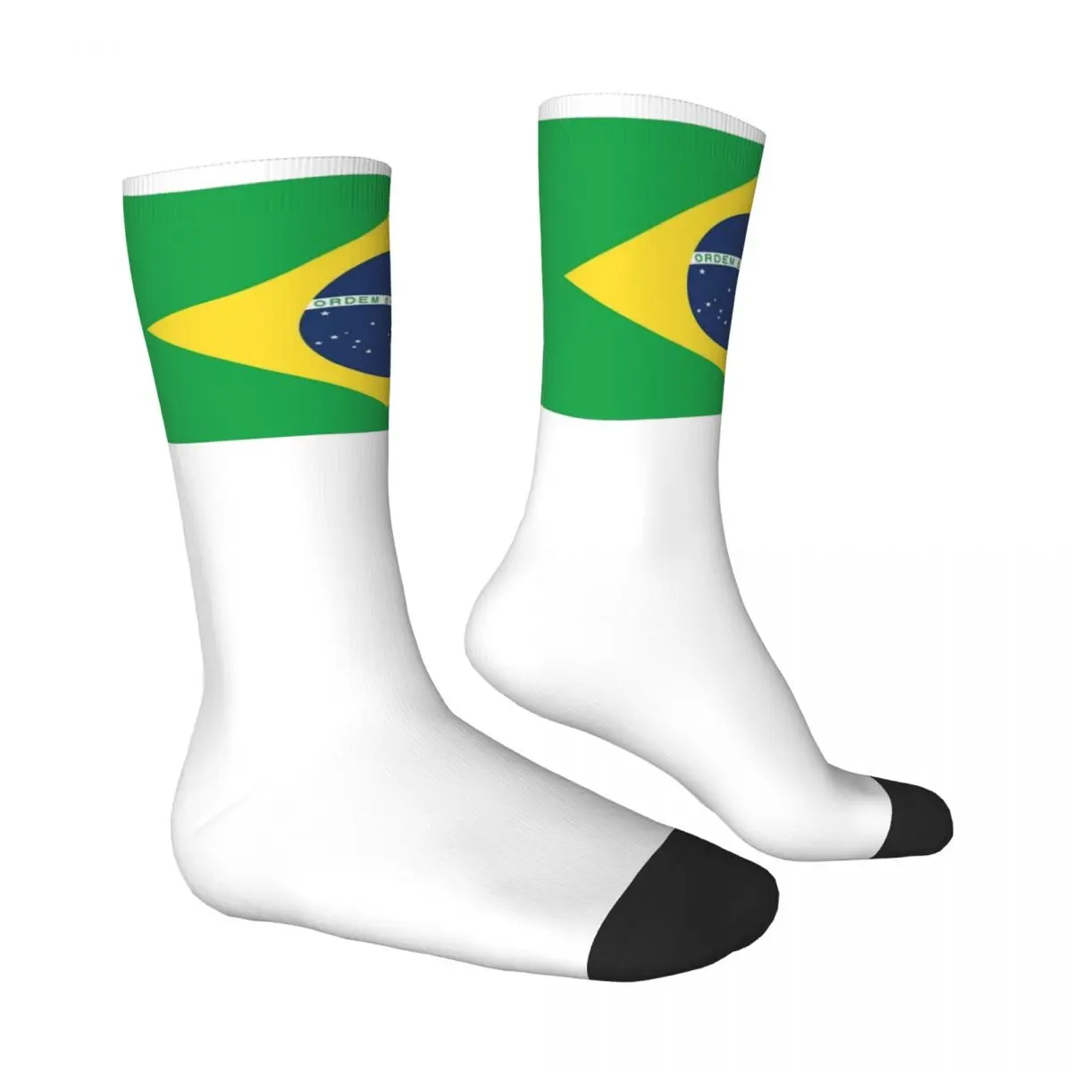 Meias masculinas com bandeira brasileira, meias casuais de alta qualidade, esportes ao ar livre, design antiderrapante, presente de ideia, outono