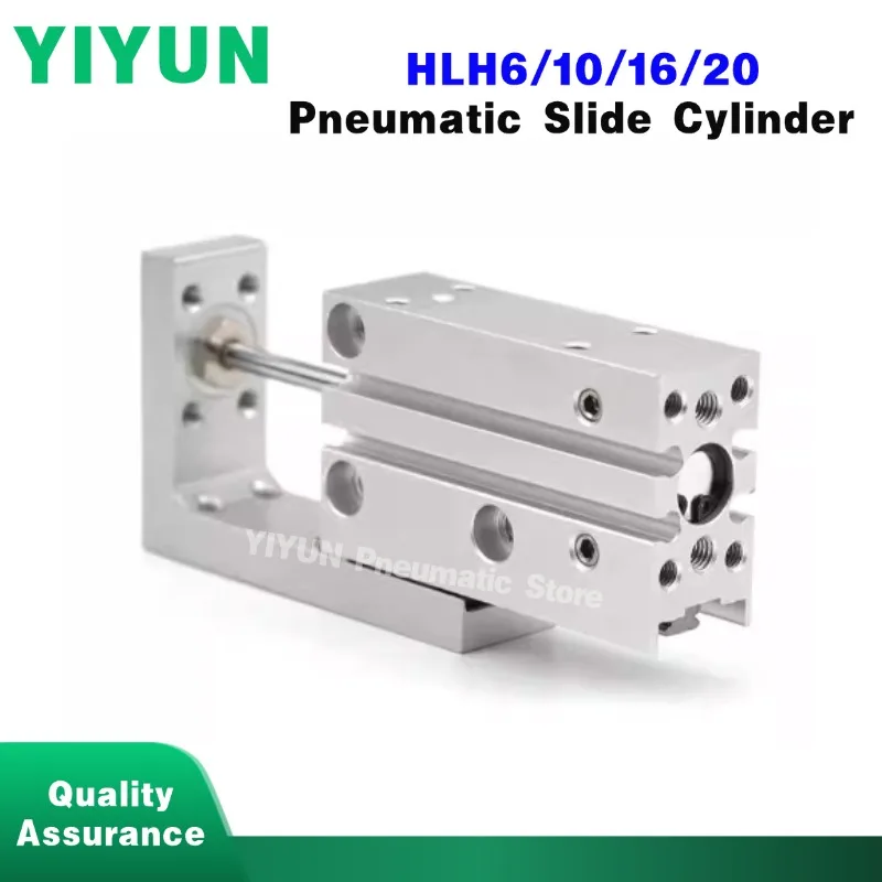 1pc HLH6/10/16/20-5S/10S/15S/20S/25S/30S/40S/50S Precision Guideway Pneumatic Slide Cylinder YIYUN Store