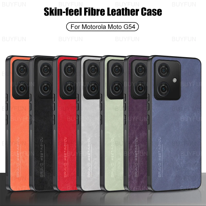 Fibre Leather Phone Case For Motorola Moto G54 G84 6.5 inches Protective Shell MotoG54 MotoG84 G 54 84 54G 84G Skin-Feel Cover