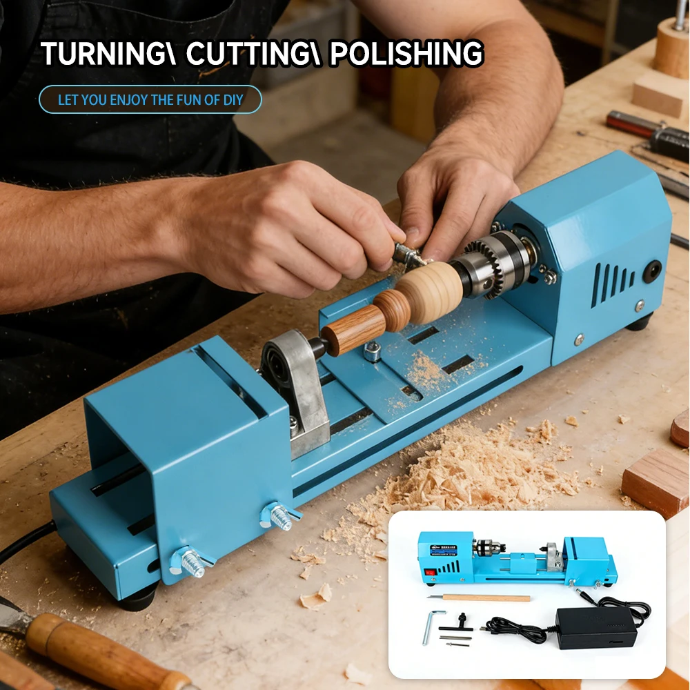 High Torque Mini Wood Lathe Electric Bead Woodworking Lathe 7-Speed Bead Lathe for DIY Jewelry, Bead & Small Woodworking