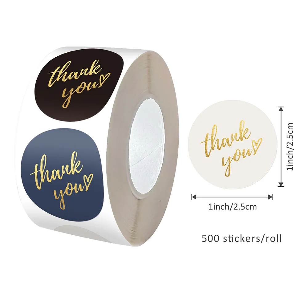 500Pcs 1 Inch Blue Thank You Stickers Self-Adhesive Seal Labels for Envelope Wedding Gift Handmade Decor Stationery Supplies