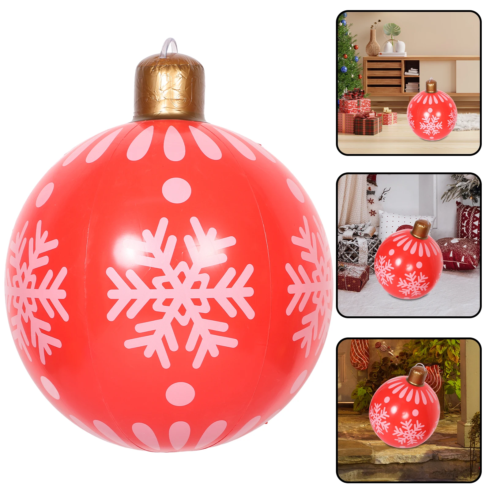 

Christmas Inflatable Ball Giant naments Waterproof Decorative Balls for Outdoor Yard Christmas Tree Large Snowflake Design