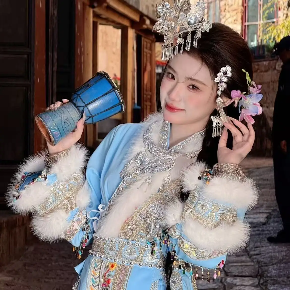 

Niche National Style Hmong Costume Womens Blue Miaojiang Goddess Clothing Traditional Travel Wedding Photography Suit Set Female