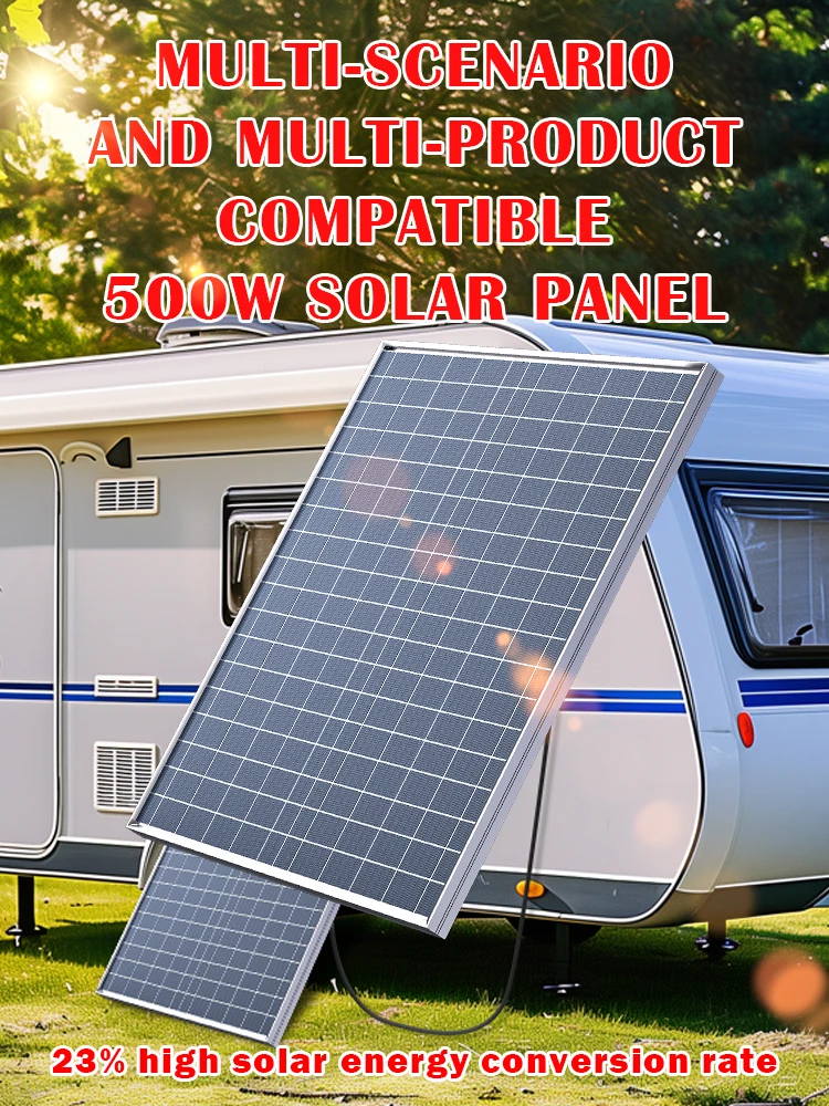 Panel słoneczny 500W 12V, wysokowydajny monokrystaliczny moduł fotowoltaiczny, odpowiedni do zasilania systemów off-grid w kamperach/domach. — 2