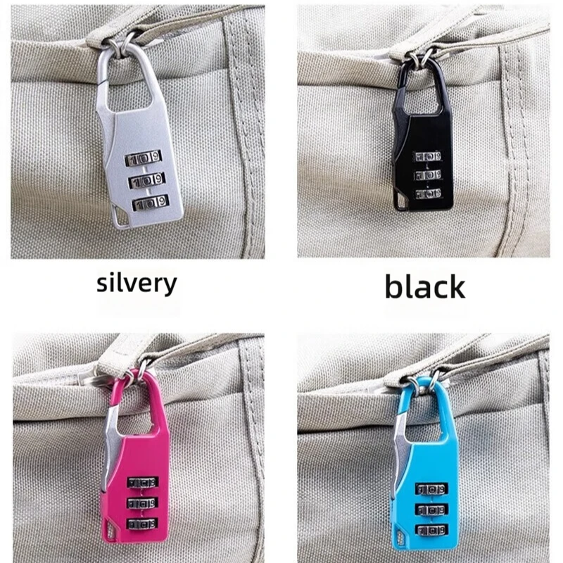 Mini Alloy 3 Digit Combination Code Number Lock Zipper Bag Lock Password Padlock Luggage Code Lock Handbag Anti-Theft Lock