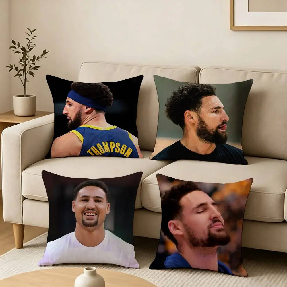 Basketball Star Klay T-Thompson Pillow Case Square Double-Sided Sofa Cushion Cover Bedroom Bedside Pillow
