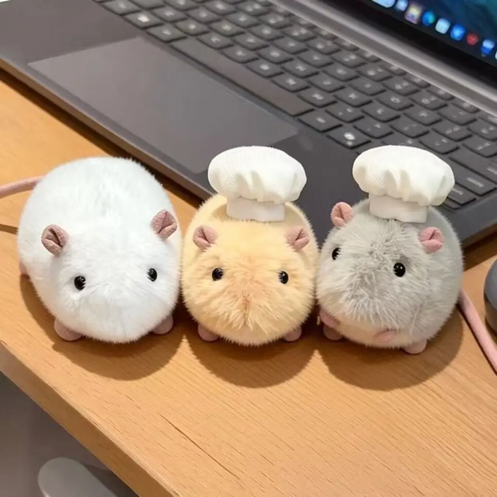 Soft Fluffy Fabric Plush Hamster Toy Kawaii/Adorable Design Simulation Rat Appearance Stuffed Animal Squeezable Bean Bag Filled