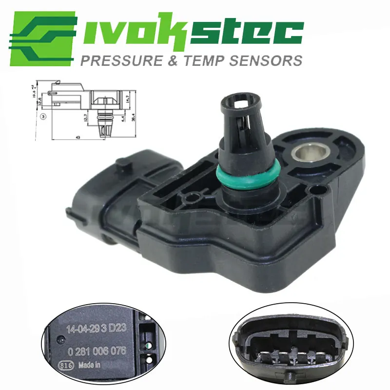 

Map Sensor For Chevry Chevrolet Cruze Sonic 1.4L Vauxhall Opel Astra Insignia 1.3 1.4 1.7 2.0 0281006076 1235029 55568175