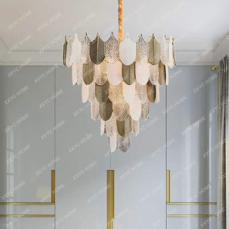 Post-Modern Simple Golden Leaf Bedroom Living Room Board Room Chandelier Building Dining Room Lamps