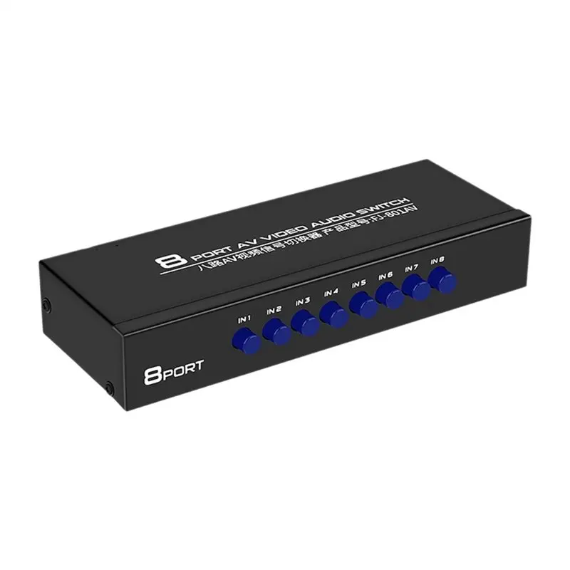 B27B RCA Composite Video Switcher 8-Way AV Switch 8 In 1 Out L/R Selector Box For DVD