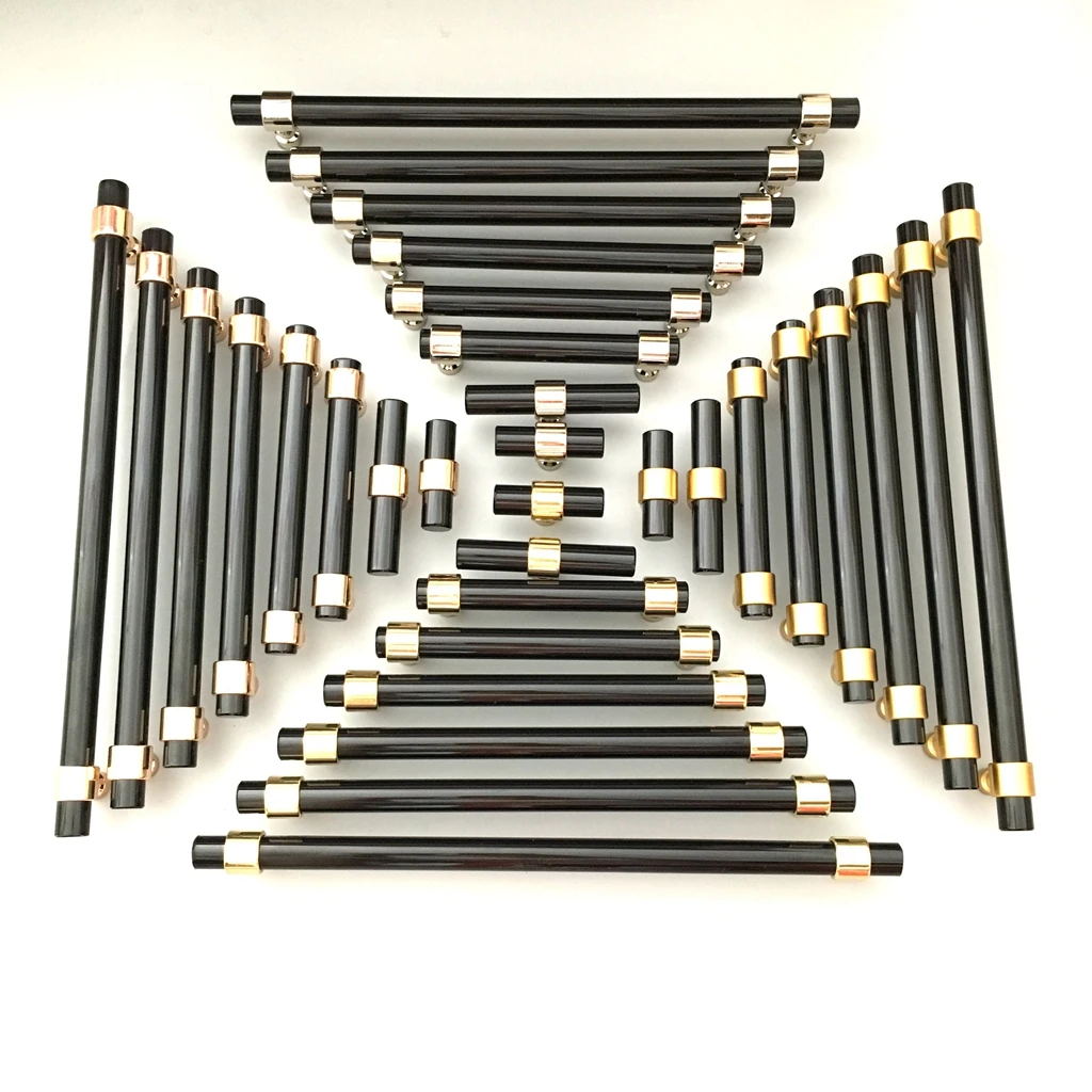 Zinc Alloy Acrylic Door Handle Rod Bar Brushed Nickel Drawer Pull for Kitchen Cabinets Handles and Cupboard Drawers