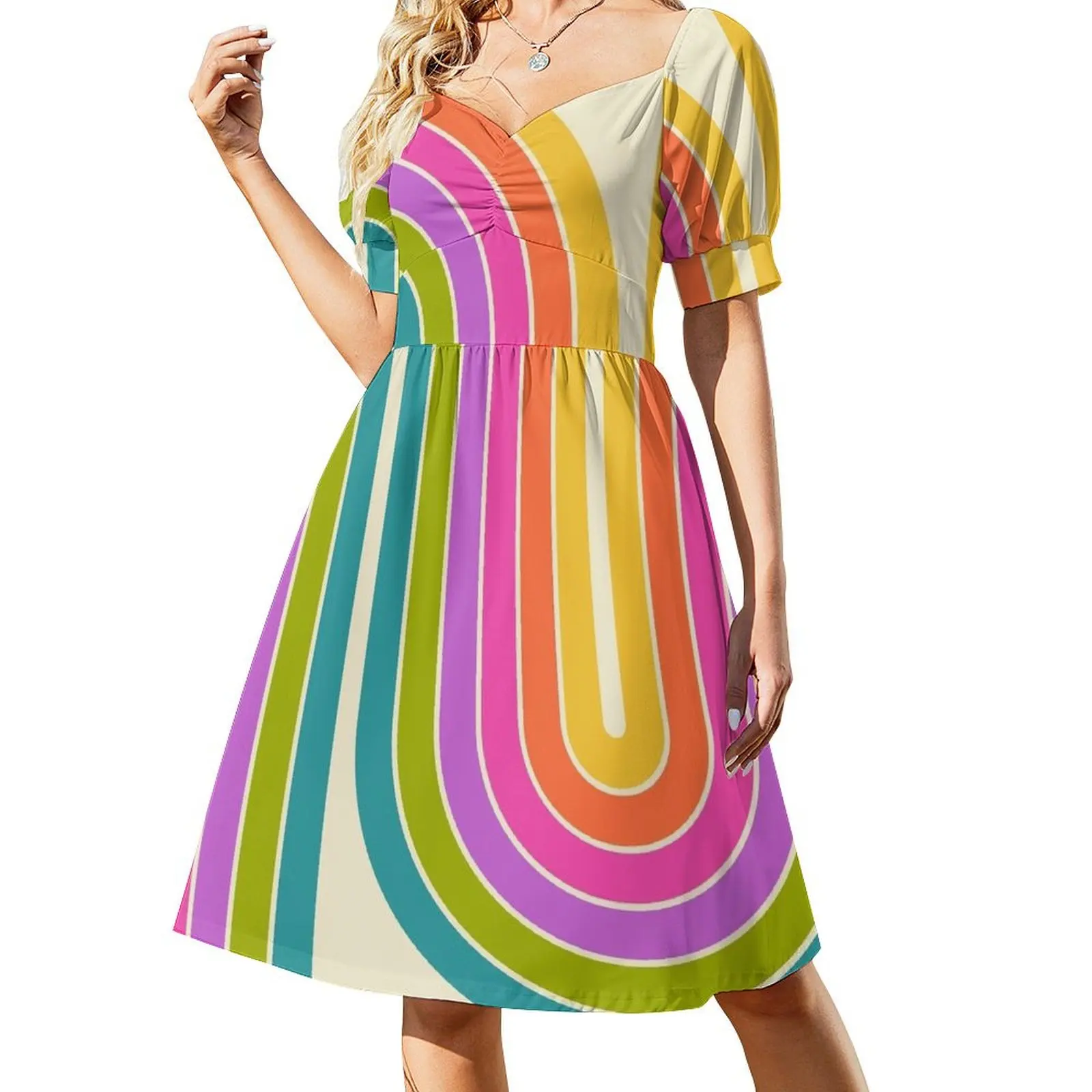 

Retro Geometric Double Arch Design Dress Aesthetic clothing summer dresses womens 2024