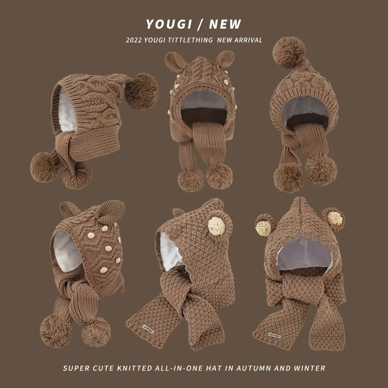 Gorro con solapa para niños, gorro de punto con protección para los oídos y forro polar cálido para invierno, gorro térmico suave para niños y niñas