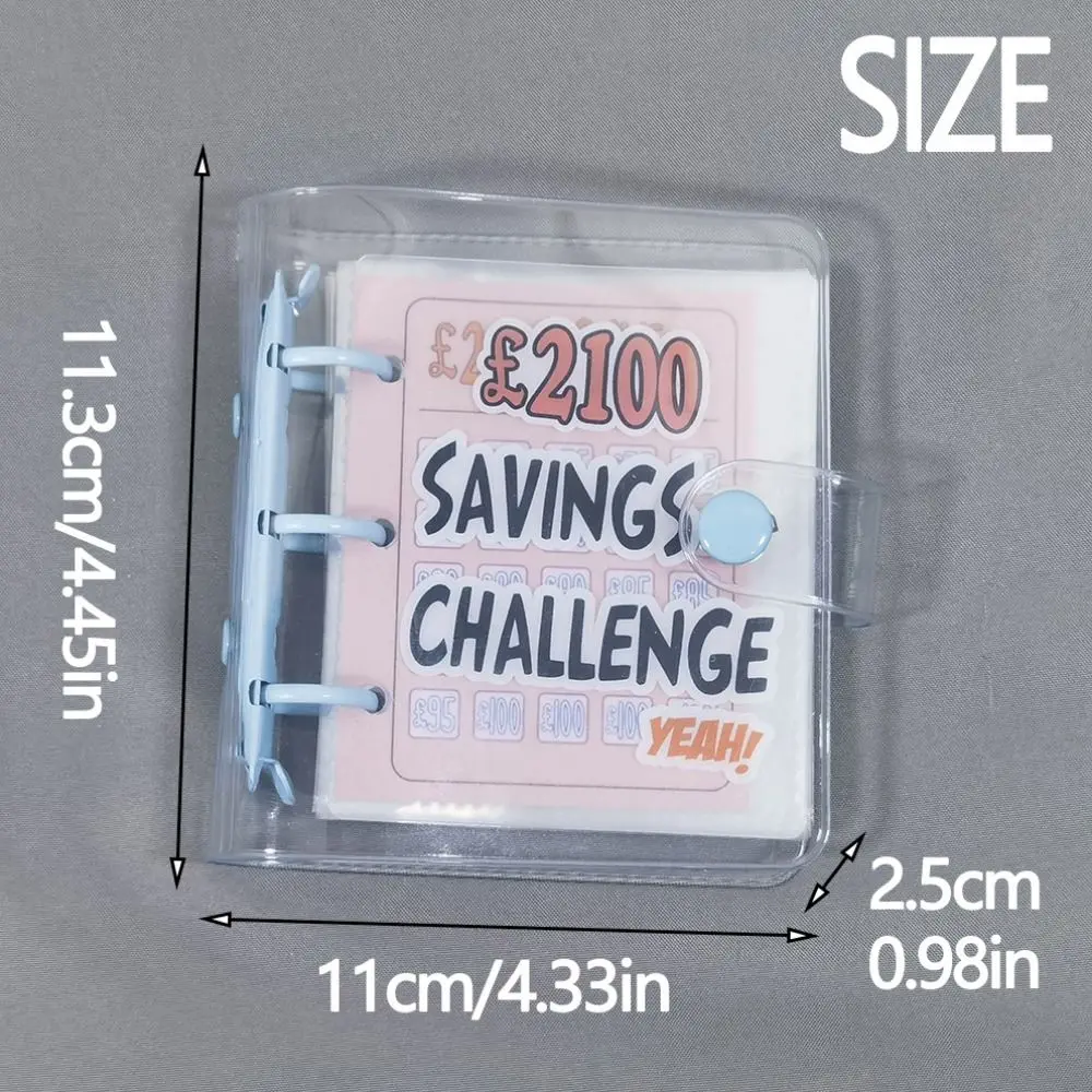 Mini Money Saving Binder 150/500/1000/2100/5000 Pounds Creative Mini Budget Binder Waterproof PVC Envelope Savings Challenge