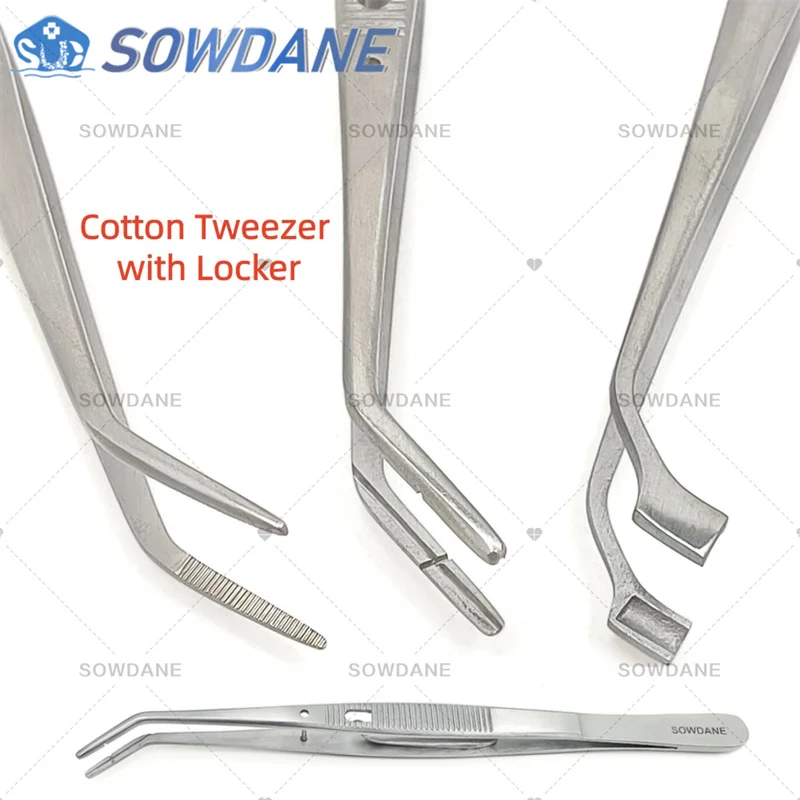 

Dental Cotton Dressing Forcep Surgical Tissue Tweezer Gripper with Locker Implant Clamping Forcep Surgical Splint Tool
