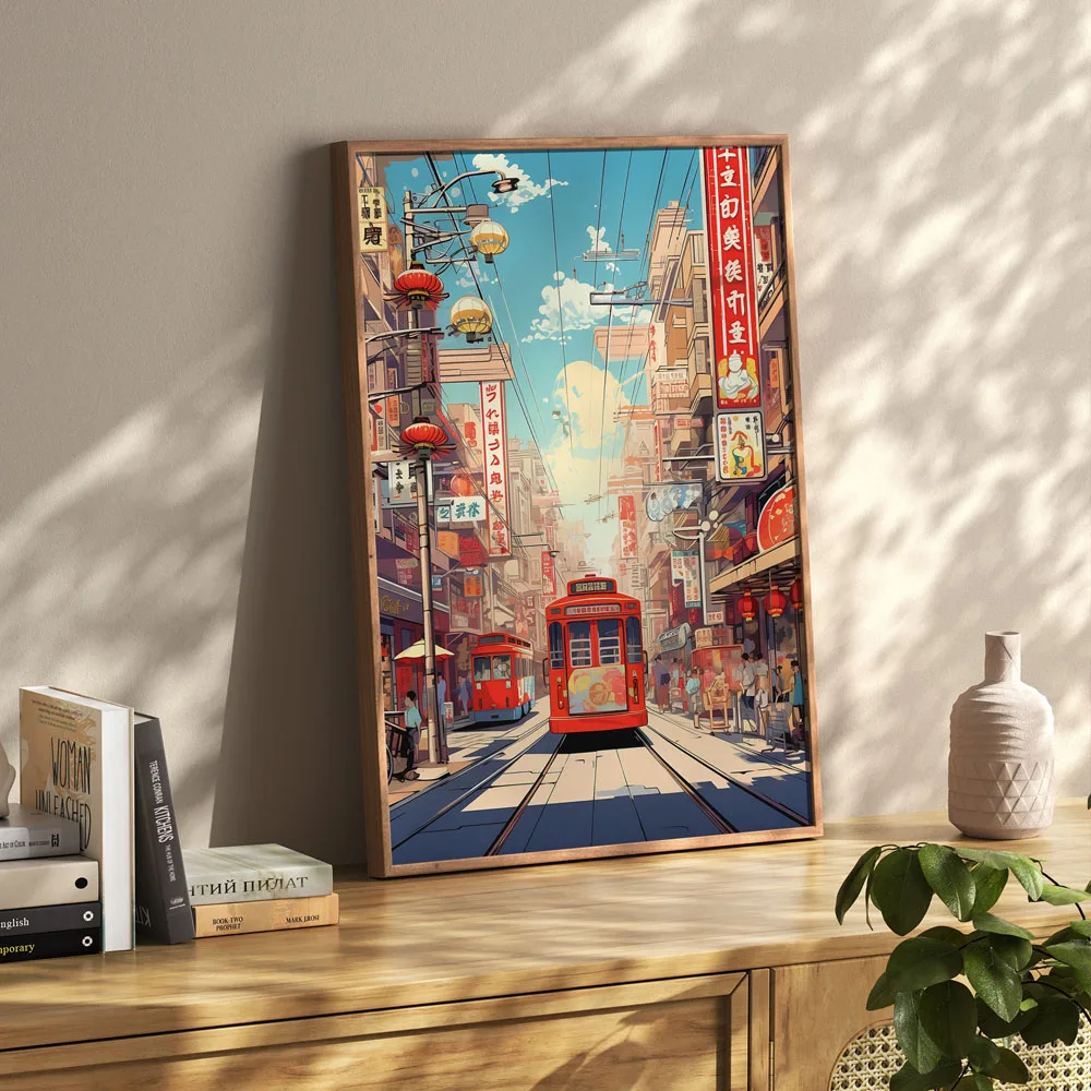Retro Japanese Landscape Canvas Printing Asian Art Railway Wall Art Poster Modern Living Room Bedroom Bathroom Home Decor