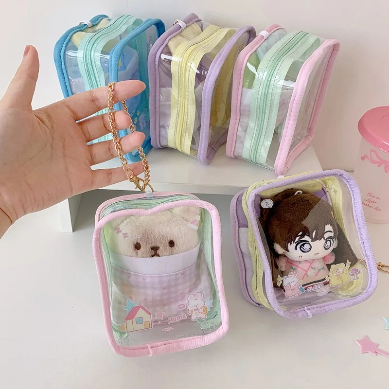

Clear PVC Toys Display Bag for Dolls Figures Ita Bag Kawaii Makeup Organizer School Essentials Pouch Transparent Storage Case