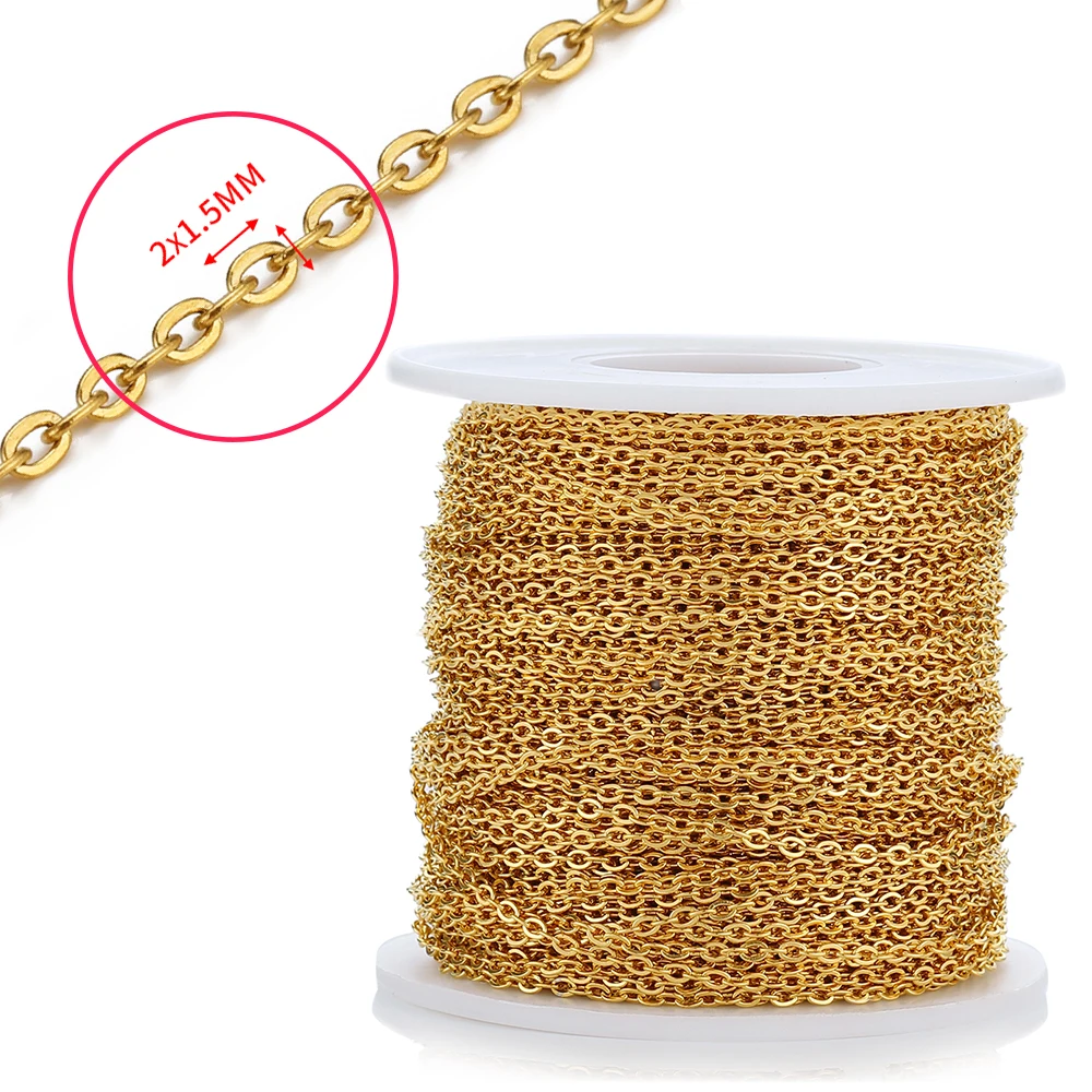10 Meter 2 Meter Goldfarbene Edelstahl O-förmige Gedrehte Ketten DIY Halskette Armband Körperkette Schmuckherstellung Zubehör