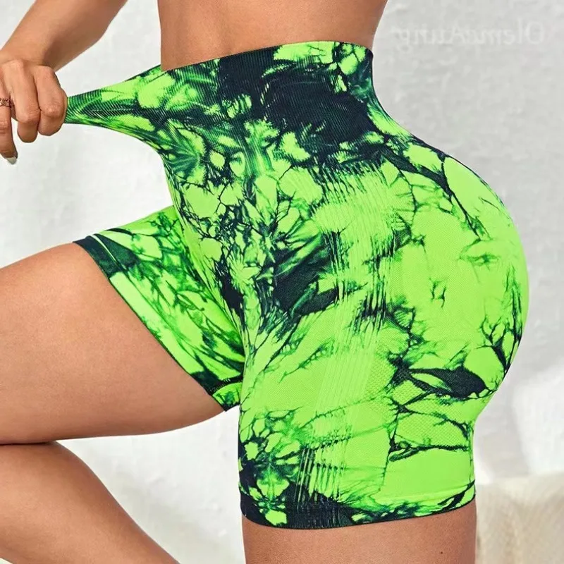 Seamless Tie Dye for Women High Waist Butt Lift Shorts High Elastic Fashion Gym Trainning Yoga Slim Knitted Fitness Leggings