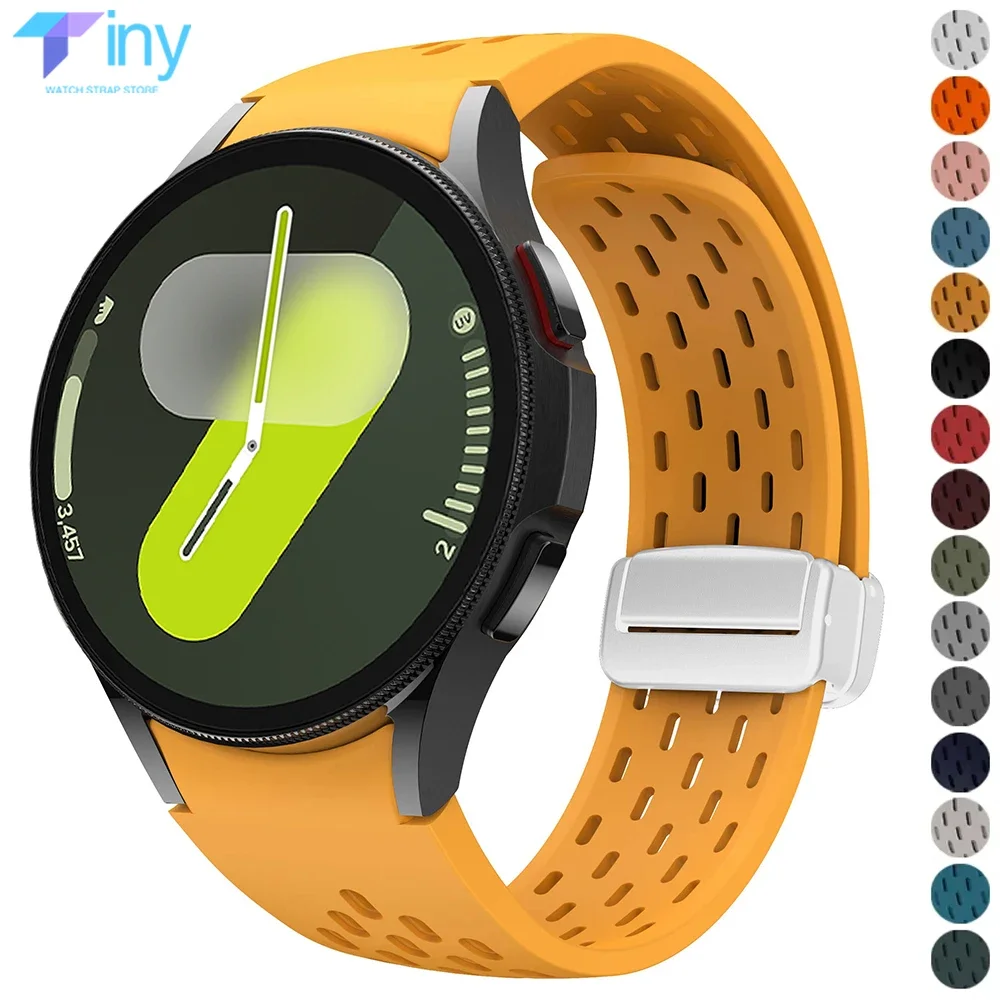 No Gaps Strap for Samsung Galaxy Watch 7 6 5 4 40mm 44mm 5Pro 45mm Magnetic Buckle Band 6 Classic 43mm 47mm Silicone Bracelet