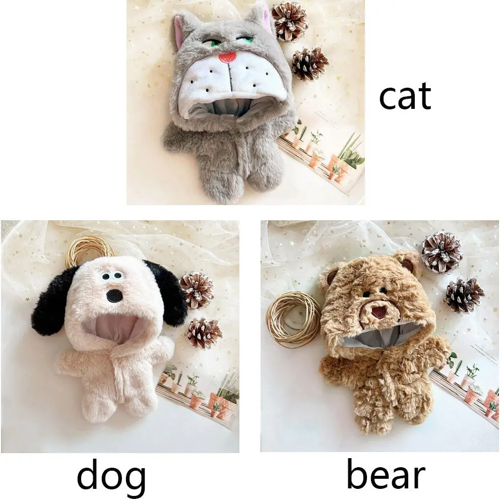 子供のための柔らかいぬいぐるみジャンプスーツ,かわいいぬいぐるみ,漫画の動物スタイル,20cmのアイドル人形の服,1個