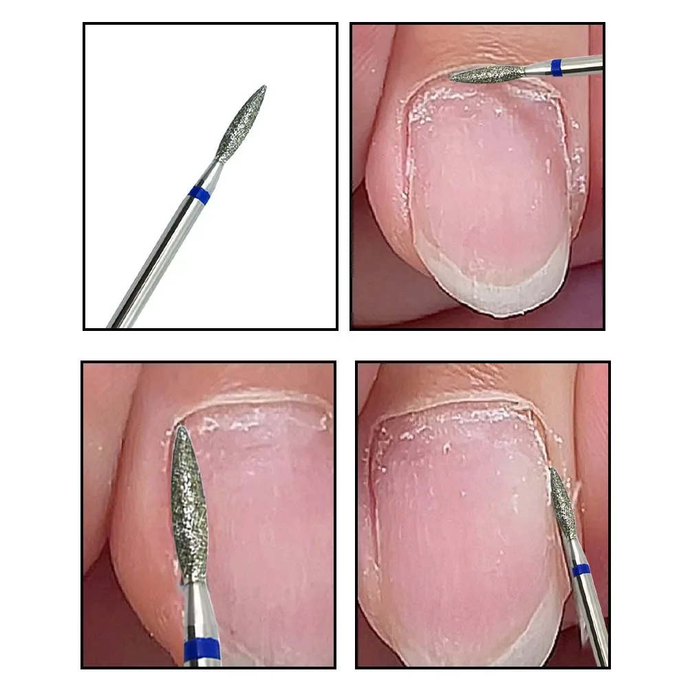 죽은 피부를 제거하고 작은 주머니를 청소하는 러시아식 사전 처리 긴 스핀들 모양의 다이아몬드 네일 파일, Diamond Dri