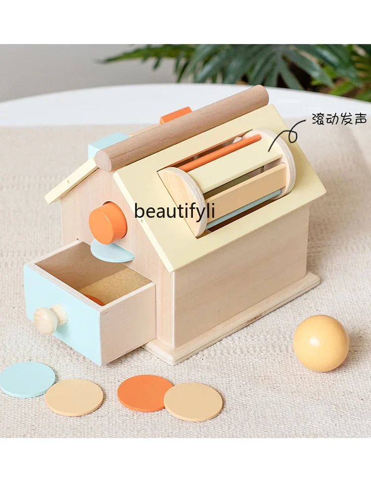 Wooden multi-functional early education house children's early education puzzle learning 1-3 year old baby coin game