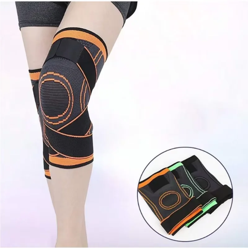 Knitted Compression Knee Brace with Adjustable Straps, Shock Absorbing Knee Support Sleeves for Men Women, Anti-Slip Wrapped Kne
