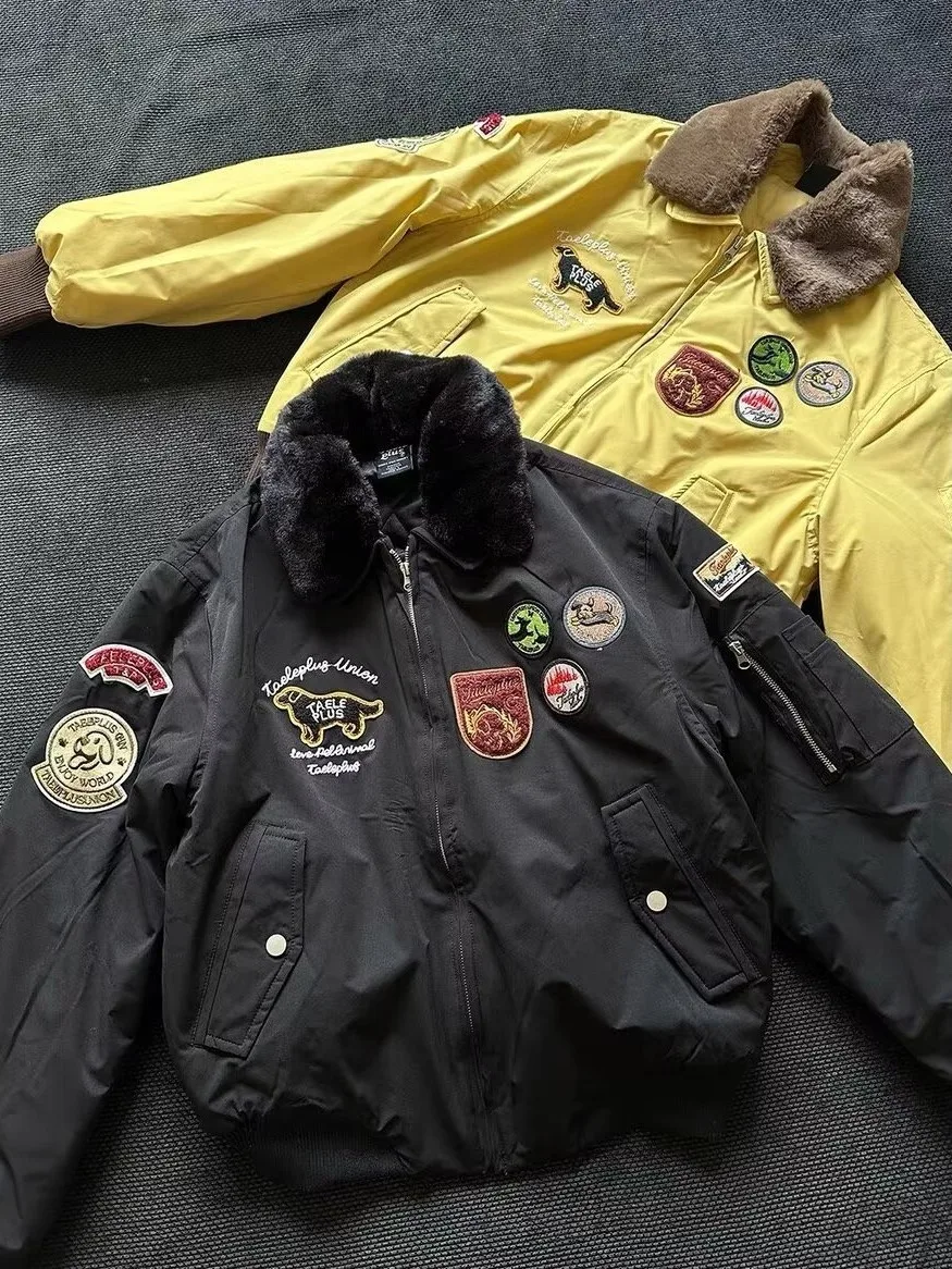 

American High Street Sle Embroidered Collar Jaet Thiened Loose Women's Cotton Coat Winter Warm Outerwear Coat