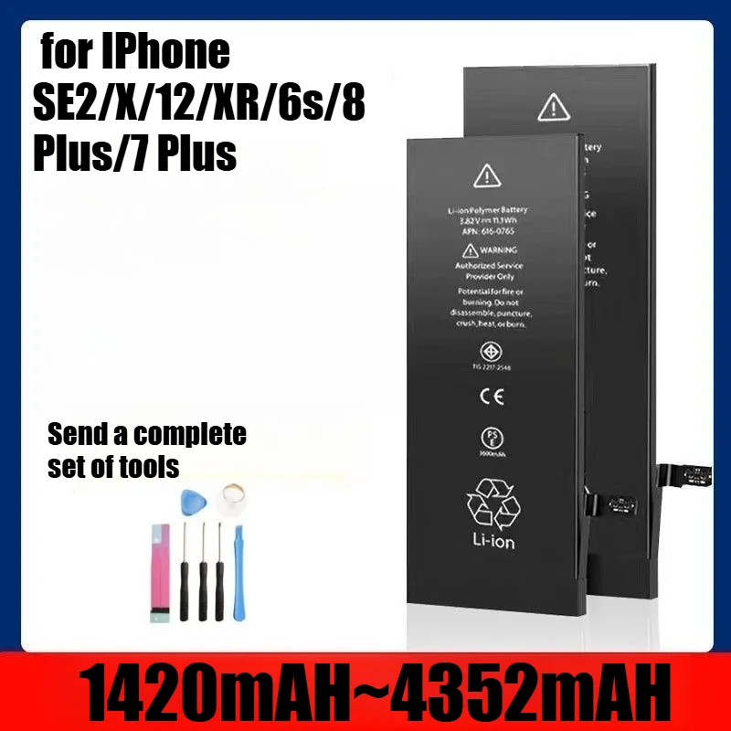

Сменный аккумулятор сверхвысокой емкости 4352 мАч для IPhone SE2/X/12/XR/6s/8 Plus/7 Plus, литий-ионный аккумулятор с быстрой зарядкой
