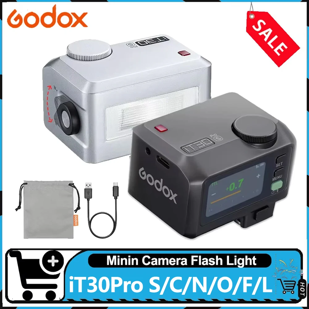 

Godox iT30Pro Mini Camera Flash Light 2.8" Touchscreen Pocket Flash TTL Auto-Exposure 2.4G Wireless on Camera Flash