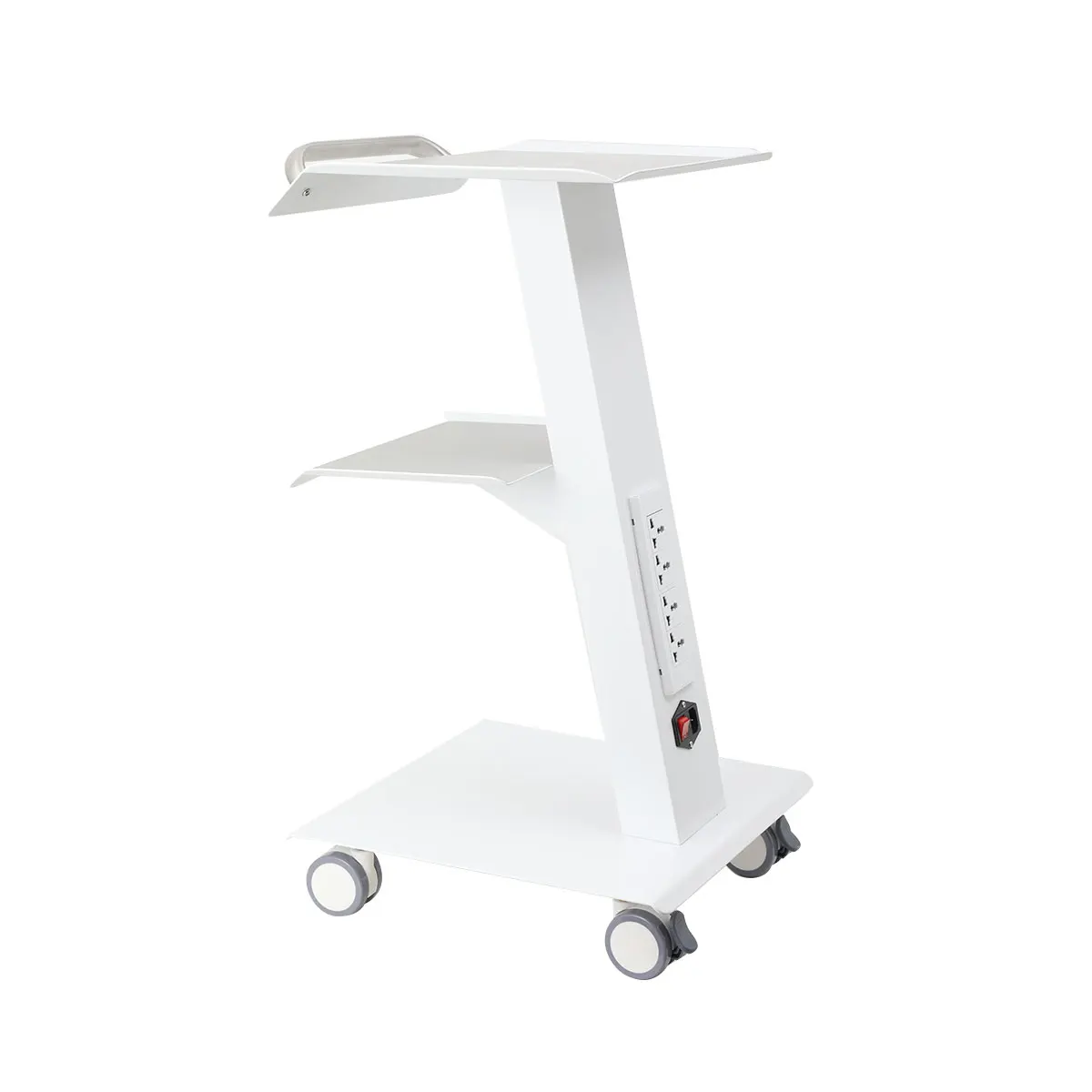 Multi-Functional Salon Trolley Cart Steel 3-Tier 4 Power Outlets for Beauty Medical Lab Dental Hospital Use