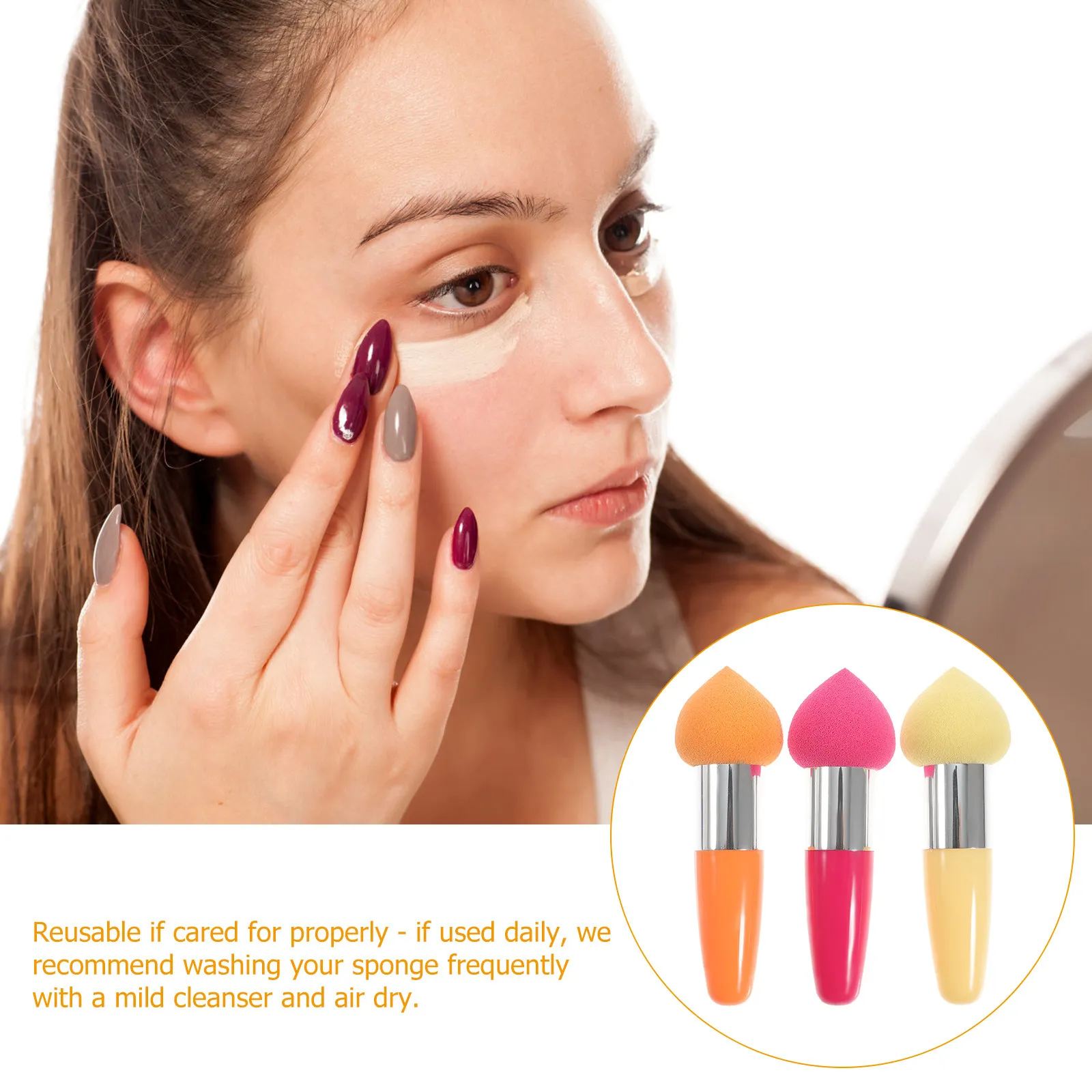 3Pcs Makeup Brush Set Water Drop Sponge Tools Red Blue Skin Color Essential for Foundation Concealer Powder Application