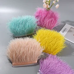 Wholesale 10Yards Natural Ostrich Feather Ribbon, Length 8-10cm Feather Trim Fringe DIY Costumes Sewing Clothing Accessories
