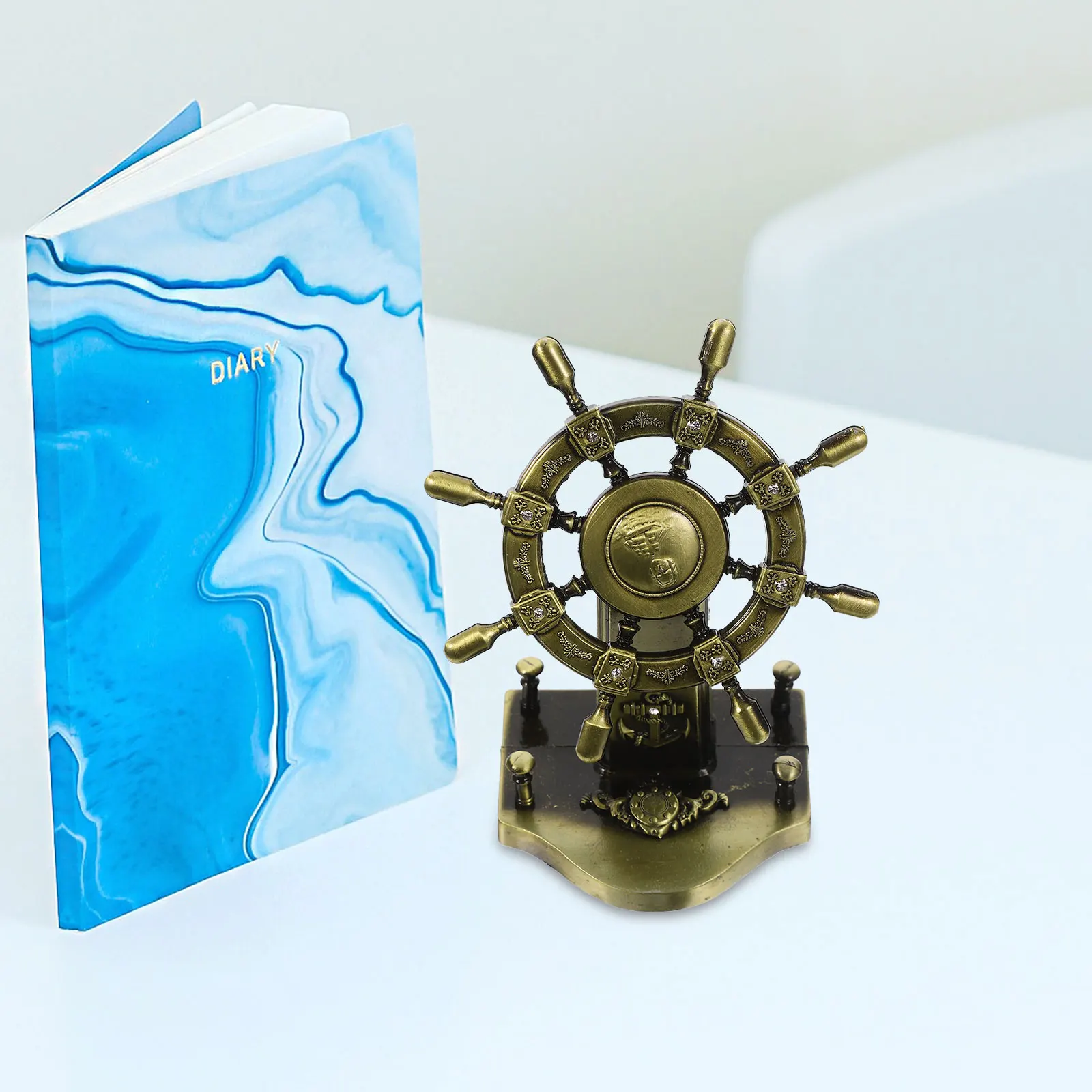 

Retro Rudder Ornaments Marine Decor Nautical Desk Vintage Garden Model Statue Decorations Table Home Desktop Ornament