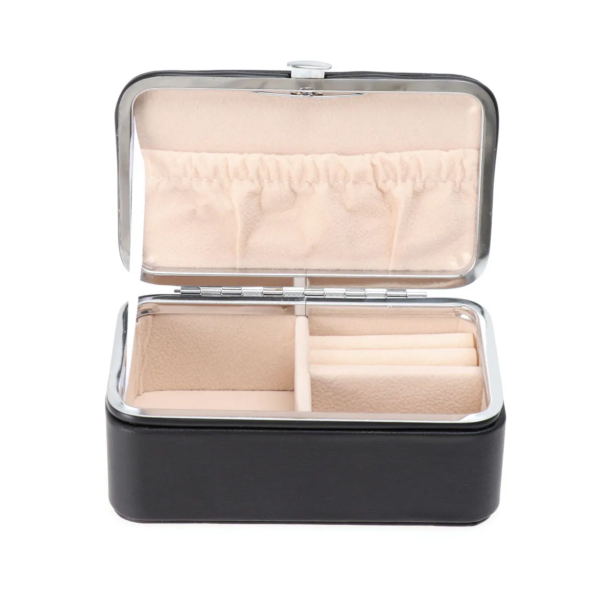 Portable Black PU Jewelry Box Compact Organizer Travel Case for Rings Earrings Necklaces Gift Jewelry Box
