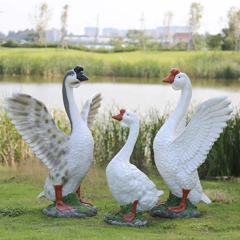 Garden Decoration Courtyard Decoration Outdoor Landscape Decoration Simulation Animal Resin Duck Simulation Big Goose Ornaments