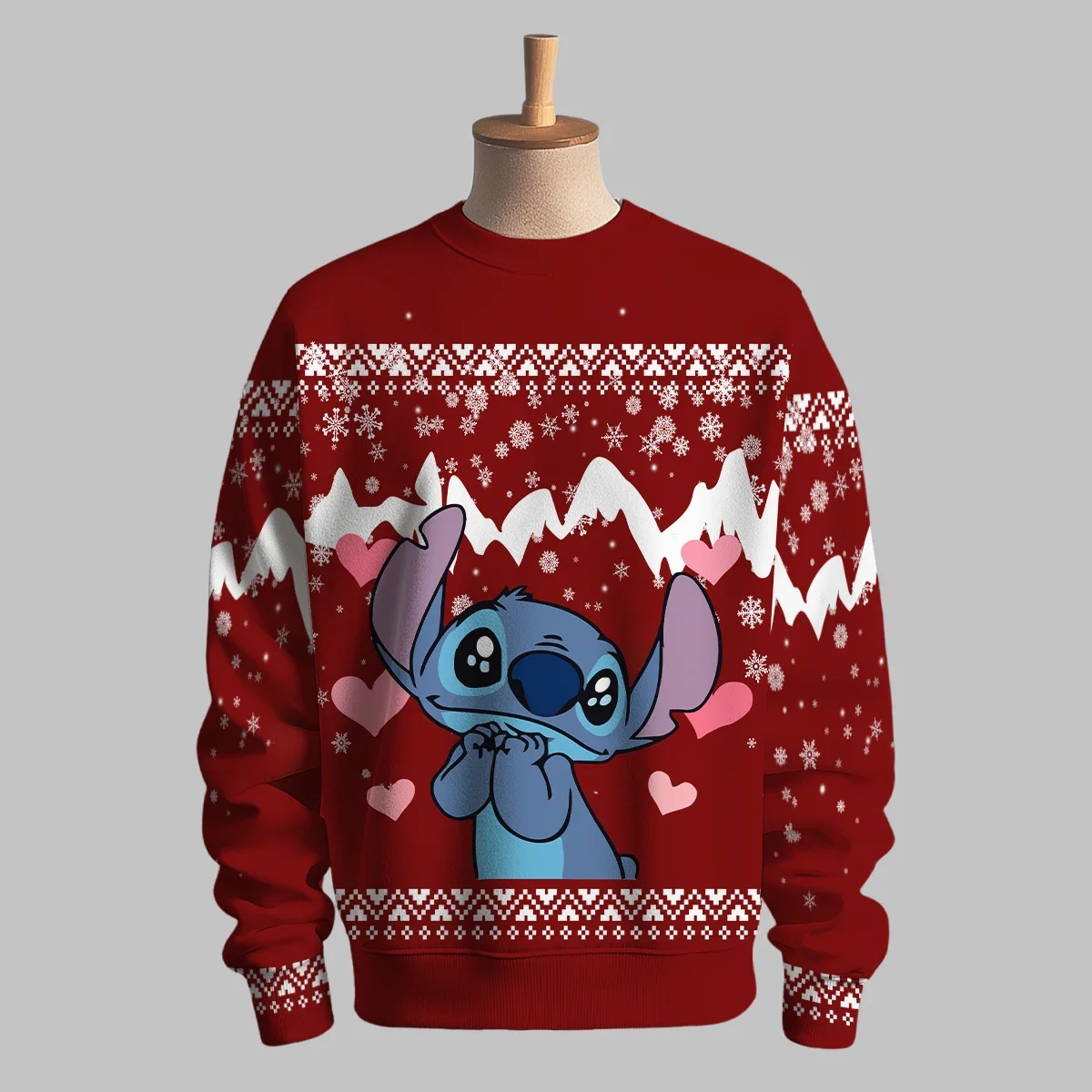 Disney Stitch Christmas Sweaters Green Jumpers 3D Funny Printed Holiday Party Xmas Sweatshirt for Party Birthday Ugly Sweatshirt