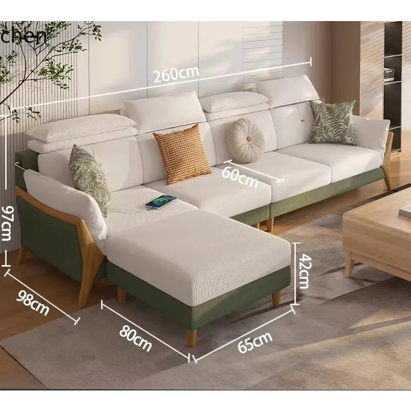 b18fabric sofa living room simple log sofa small apartment cotton and linen disassembly sofa