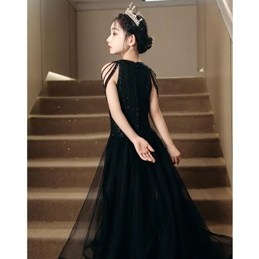 High-End Children's Sequin Fishtail Dress Kids Host Piano Performance Flower Girl Princess Dress A4013 Bridesmaid Dresses