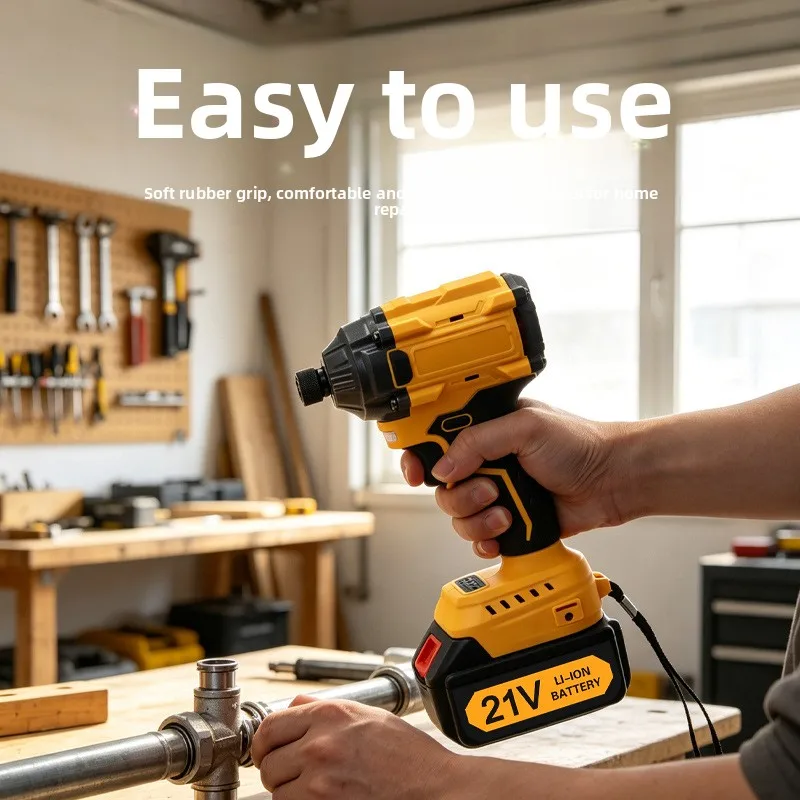 Brushless Cordless Impact Driver Li‑ion High Torque Handheld Electric Screwdriver for Household DIY Work