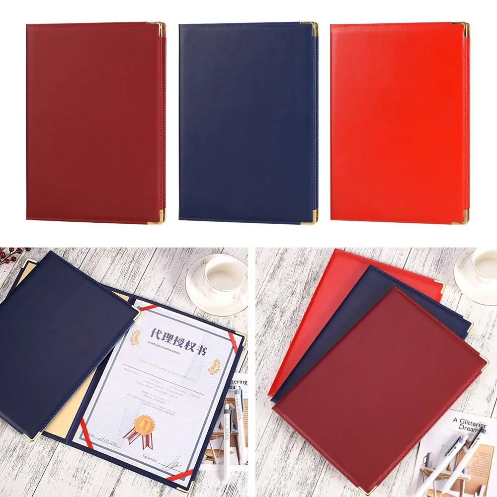 Good Quality PU Leather Blank Folder A4 Thicken Paper Cover Certificate Holder