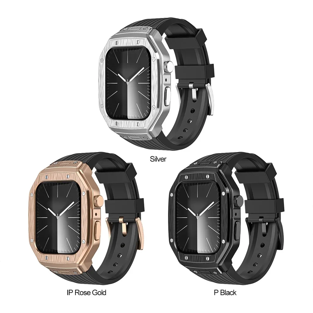 Modification Kit Integrated Case Band for Apple Watch Series 9 8 7 6 5 4 SE 44mm 45mm Iwatch Luxury Accessories Strap Bracelet