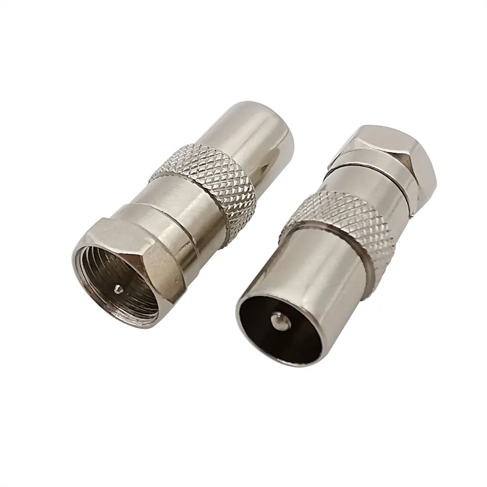 2Pcs F Type Male Plug Connector Socket To RF Coax TV Aerial Male Adapter F Connector