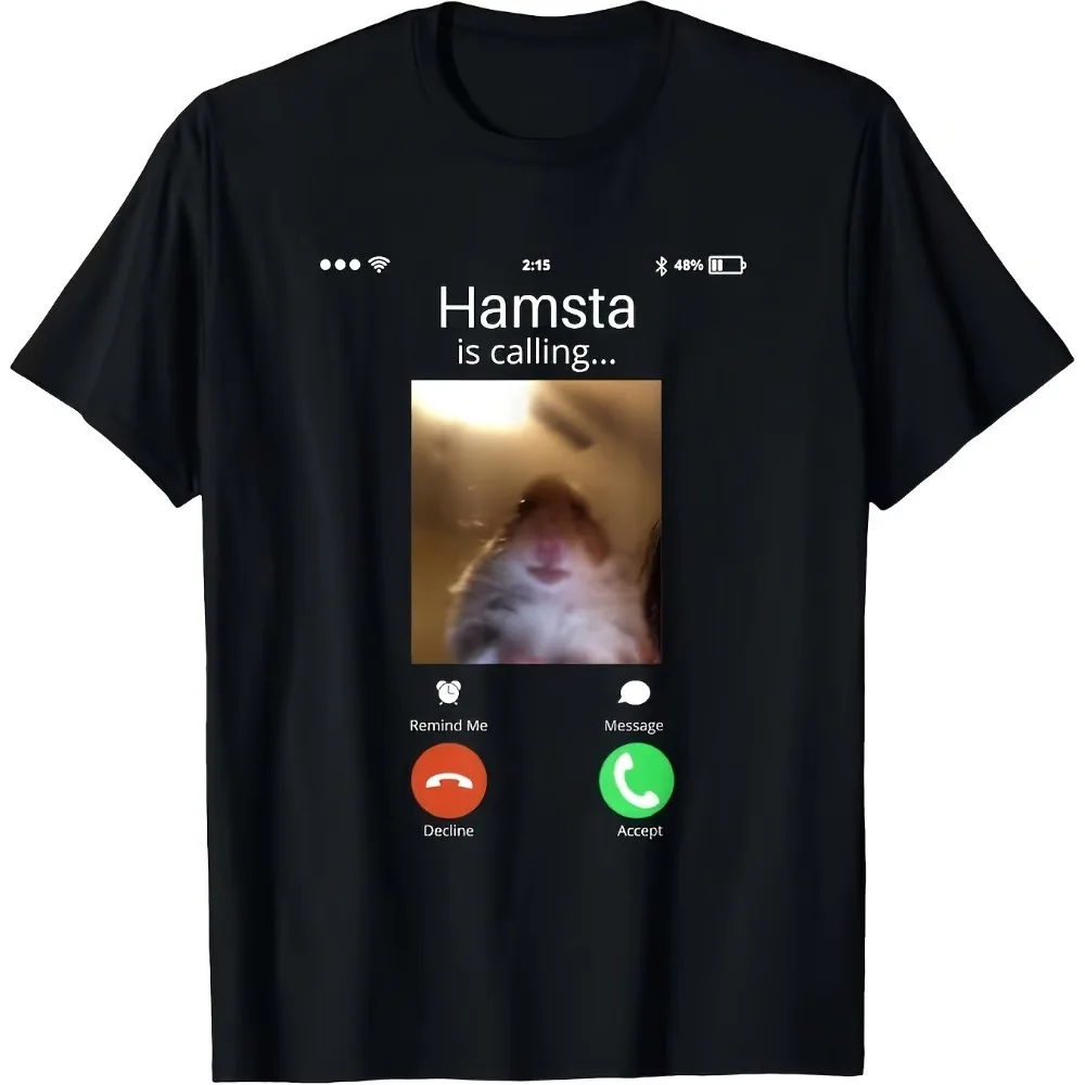 Funny Hamster Video Call Meme T-shirt Men's T-shirt Summer New Item Suitable for Both Men and Women Casual T-shirt