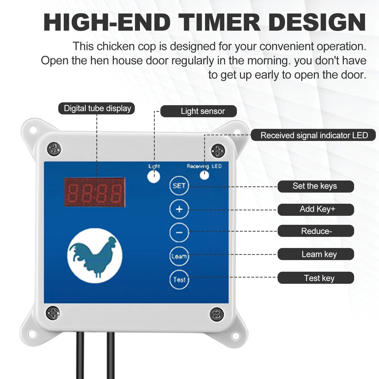 Imagem -02 - Automatic Chicken Coop Door Side Opening Timer Sensor de Luz Ajustável Rainproof Outdoor com Dois Remote Controlled