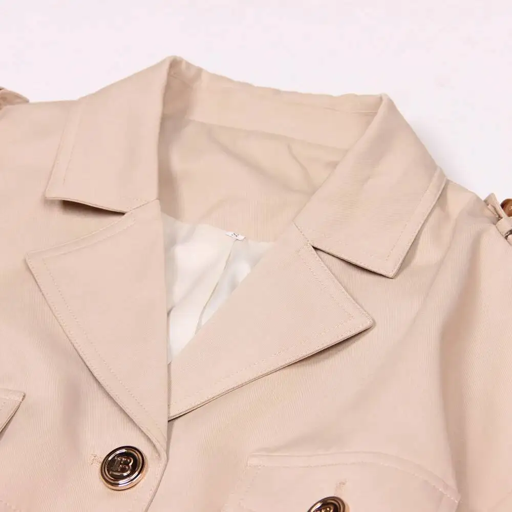 LEOSOXS Khaki High Quality Women's Windbreakers Spliced Single-breasted Long Loose With Belt Lapel Trench Coat 2025 Autumn Coats