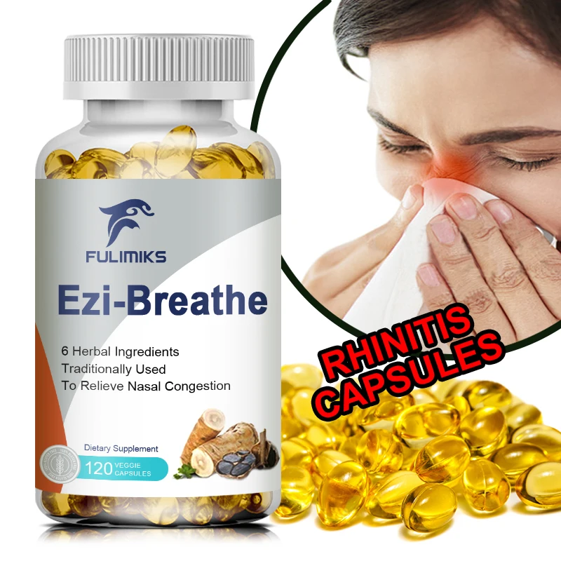 

Ezi-Breathe Capsules, Herbal Ingredients, Relieve Nasal Congestion, Sneezing & Itchy Nose, for Easy Breathing