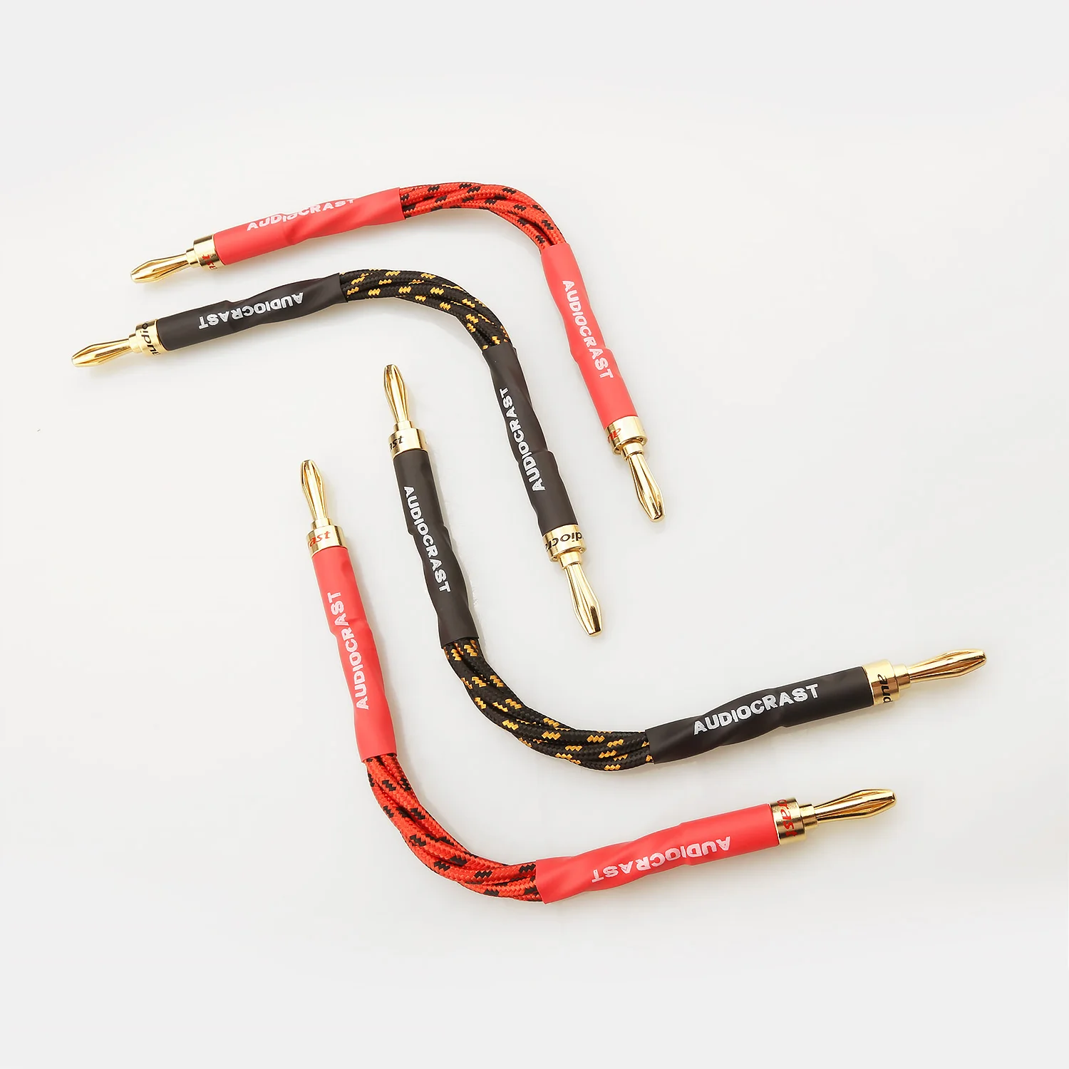 4PCS Hi‑End Speaker Jumper Cable Audio Jumper Wire Gold Plated Spade Banana Plug for HIFI Speaker Amplifier Terminal